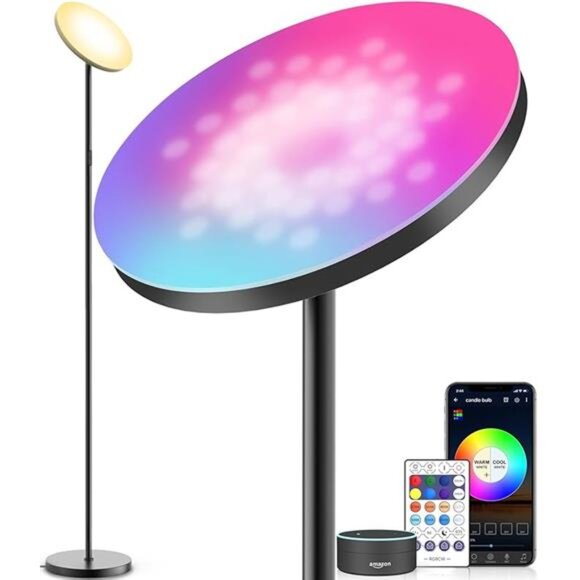 YHW Smart RGB LED Floor Lamp Works with Alexa Google Home, WiFi Remote Modern - Picture 7 of 7